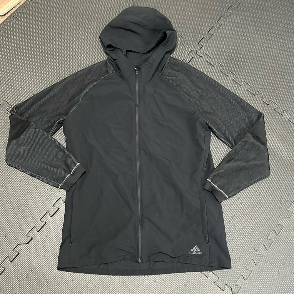 Very rare unique Adidas mix material running coat jacket lightweight warm